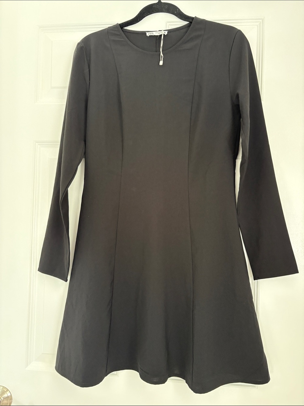 Zara Black Long-Sleeve Fit-and-Flare Dress